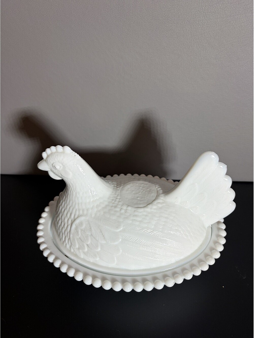 Vintage “Hen On Nest” White Milk Glass / Indiana Glass 7" Great Condition